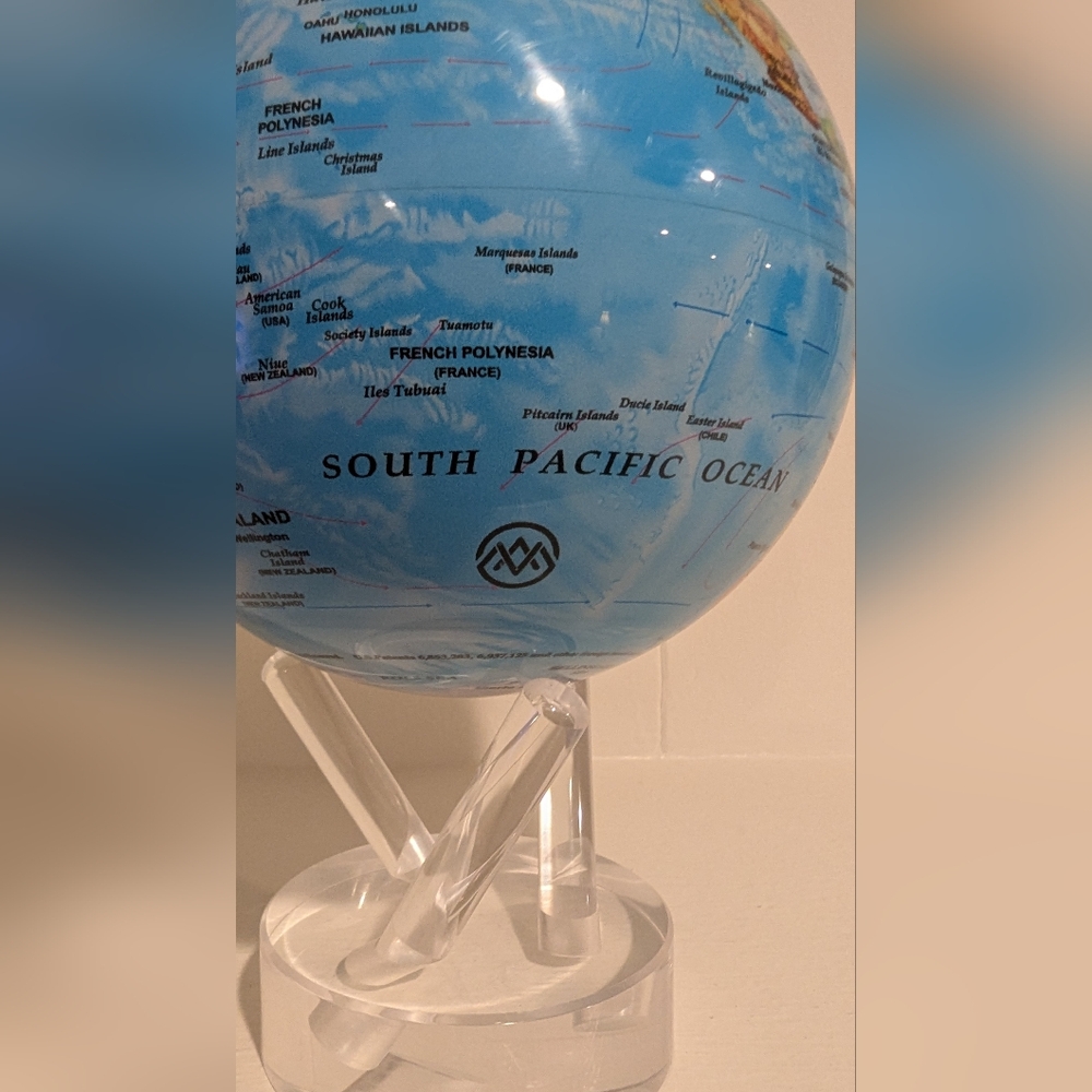 Mova 4.5" Globe - Ocean Blue Relief with Stand - Picture 3 of 4